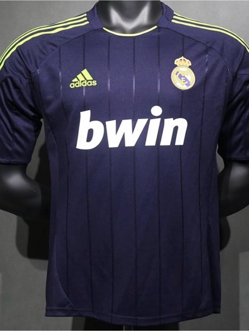 adidas Men’s Dark Navy Football Jersey with Neon Lime Trim